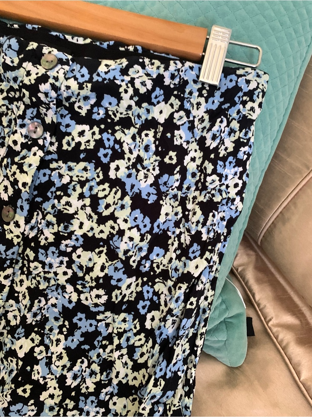 RAILS Rosetta Blue Midi Skirt in Midnight Meadow Floral Button-Front Skirt - Picture 5 of 11